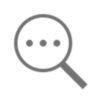 Grey magnifying glass with the three dots in horizontal line