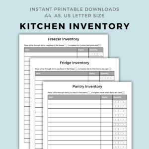 Stay Organized & Save Money with Kitchen Inventory Printables! Printable Tracker | Instant Download | A4, A5, Letter